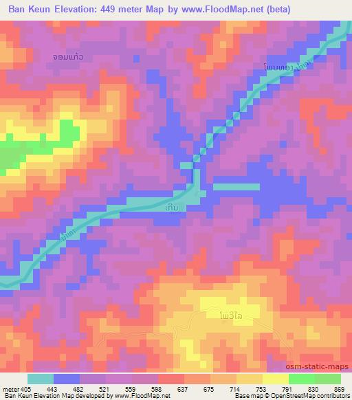 Ban Keun,Laos Elevation Map