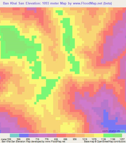 Ban Khai San,Laos Elevation Map