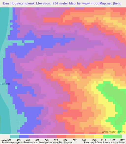 Ban Houayxangkuak,Laos Elevation Map