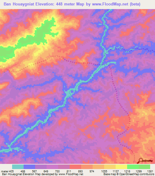 Ban Houaygniat,Laos Elevation Map