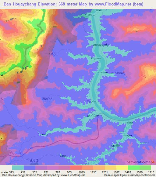 Ban Houaychang,Laos Elevation Map