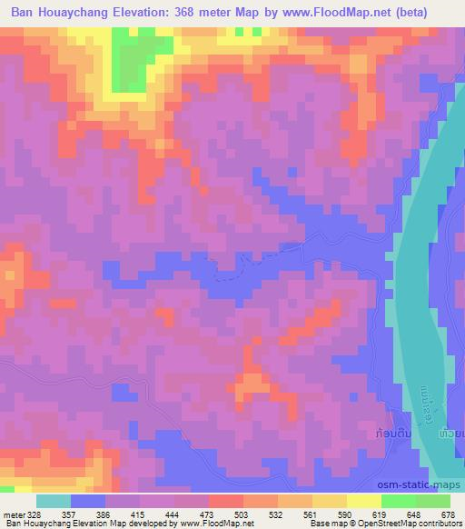 Ban Houaychang,Laos Elevation Map