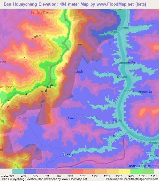 Ban Houaychang,Laos Elevation Map