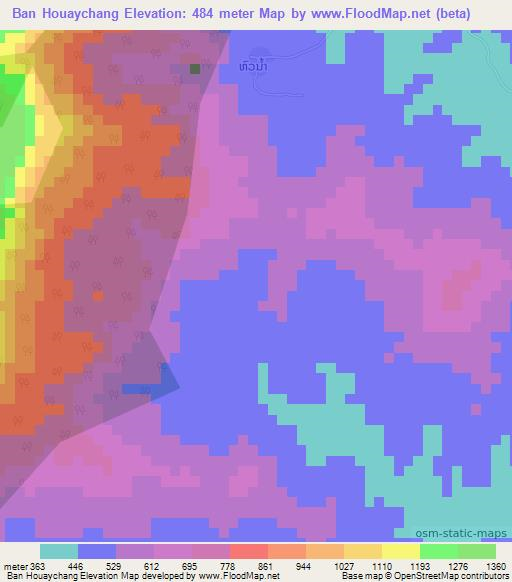 Ban Houaychang,Laos Elevation Map