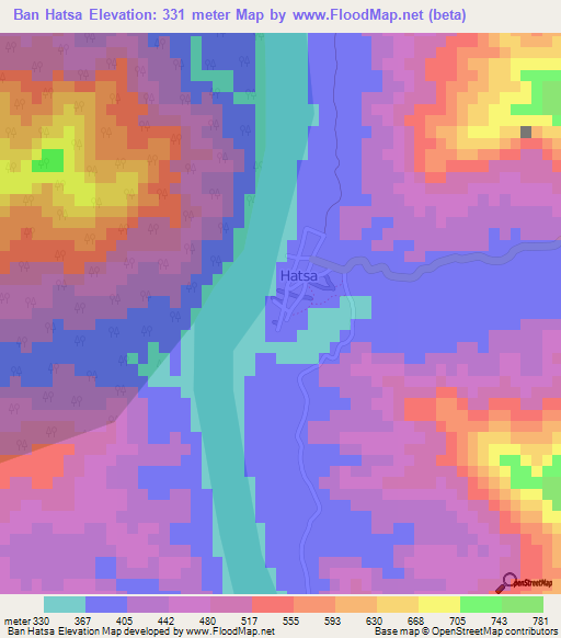 Ban Hatsa,Laos Elevation Map