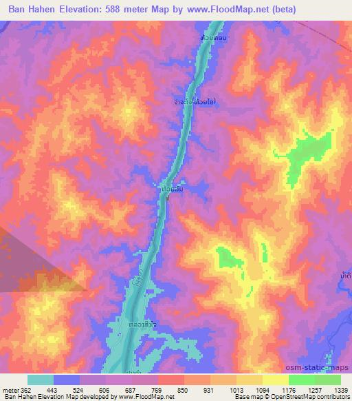 Ban Hahen,Laos Elevation Map