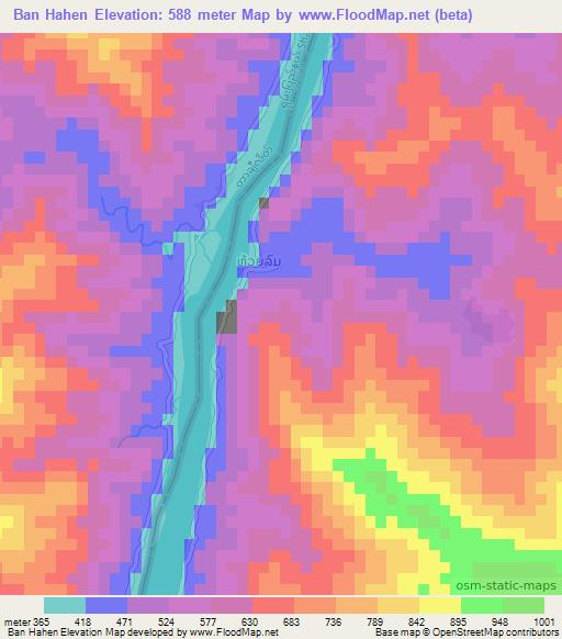 Ban Hahen,Laos Elevation Map