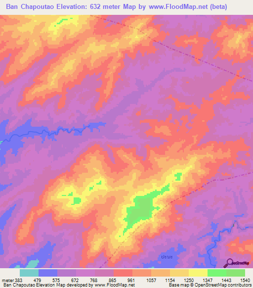 Ban Chapoutao,Laos Elevation Map