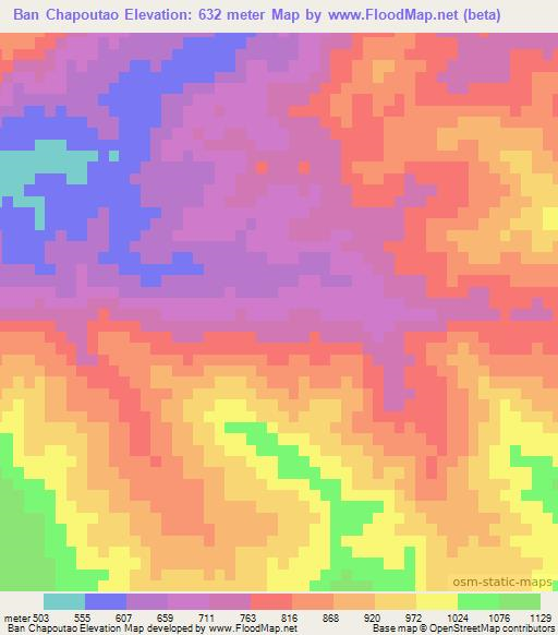 Ban Chapoutao,Laos Elevation Map