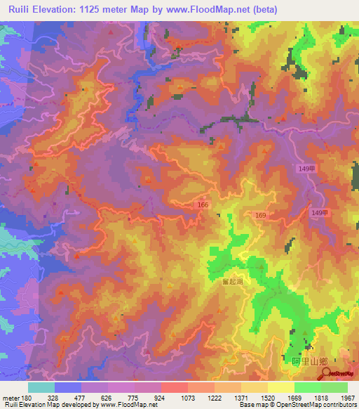 Ruili,Taiwan Elevation Map