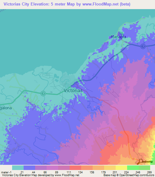 Victorias City,Philippines Elevation Map