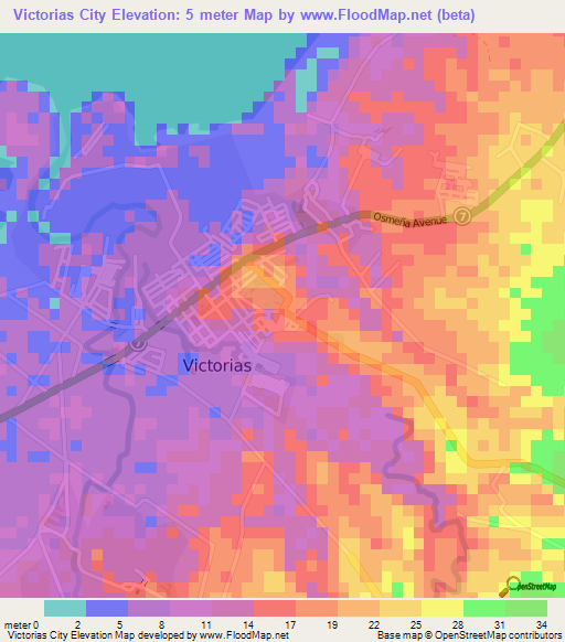 Victorias City,Philippines Elevation Map