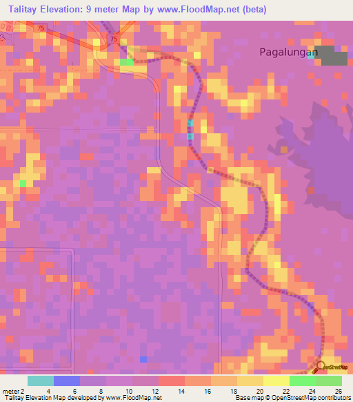 Talitay,Philippines Elevation Map