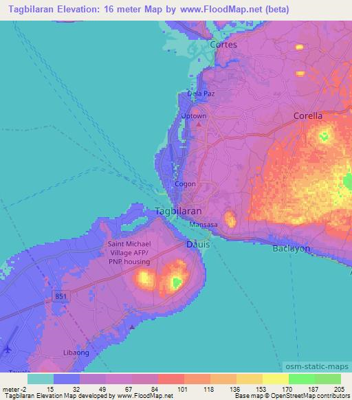 Tagbilaran,Philippines Elevation Map