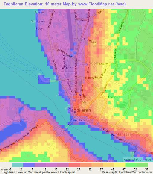 Tagbilaran,Philippines Elevation Map