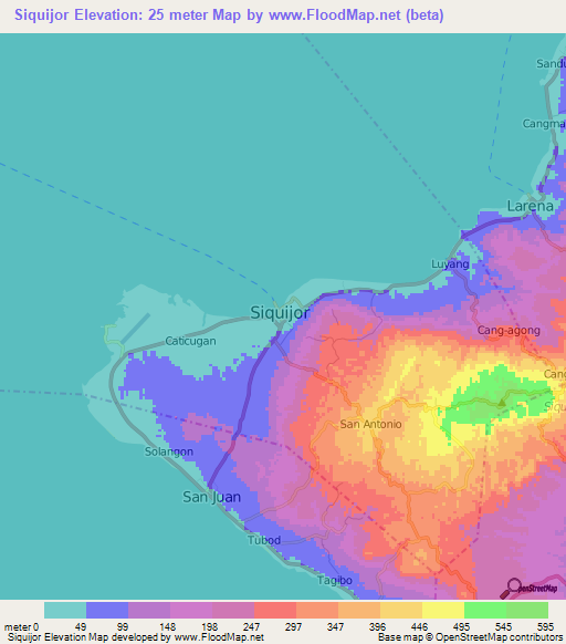 Siquijor,Philippines Elevation Map