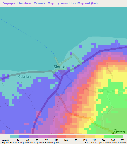 Siquijor,Philippines Elevation Map