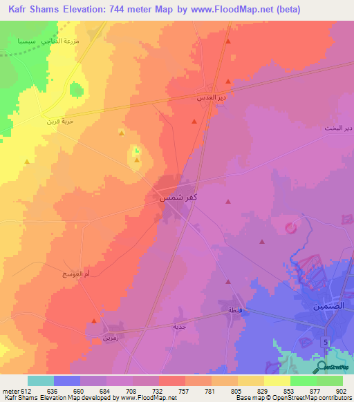 Kafr Shams,Syria Elevation Map