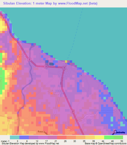 Sibulan,Philippines Elevation Map