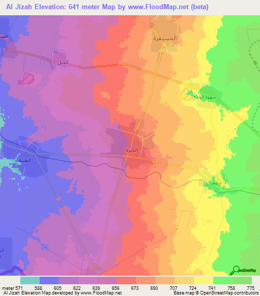 Al Jizah,Syria Elevation Map