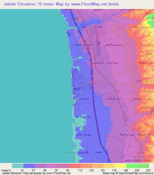 Jablah,Syria Elevation Map