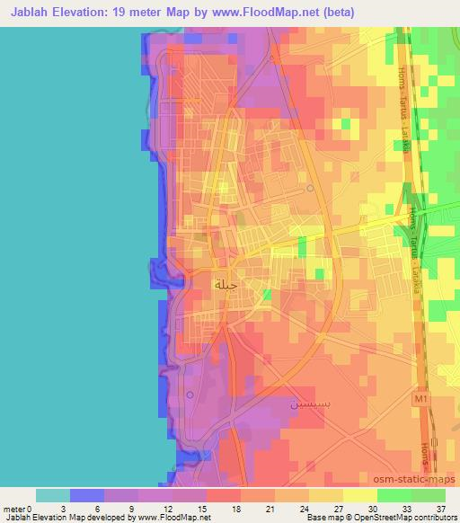 Jablah,Syria Elevation Map