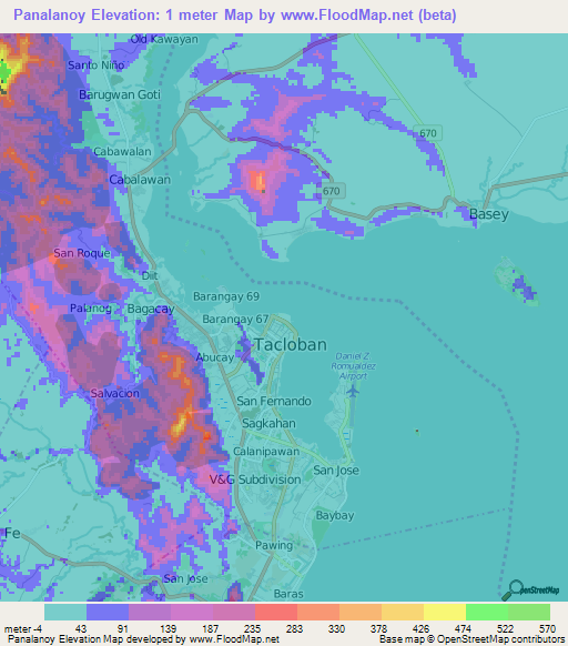 Panalanoy,Philippines Elevation Map