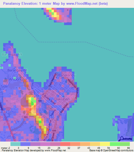 Panalanoy,Philippines Elevation Map