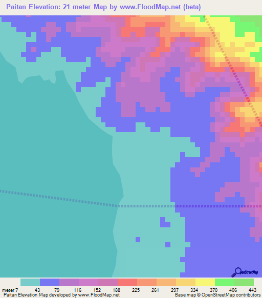 Paitan,Philippines Elevation Map