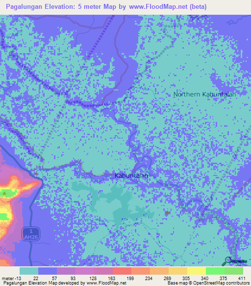 Pagalungan,Philippines Elevation Map