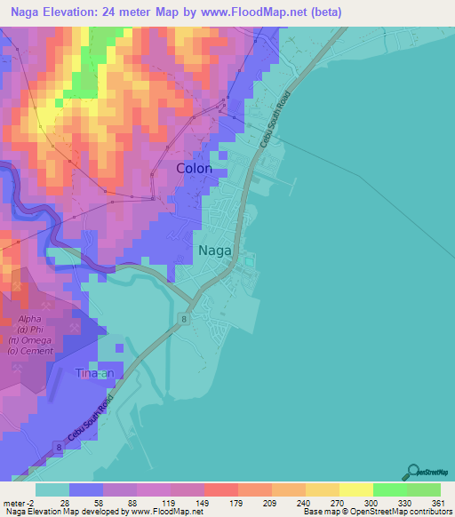 Naga,Philippines Elevation Map