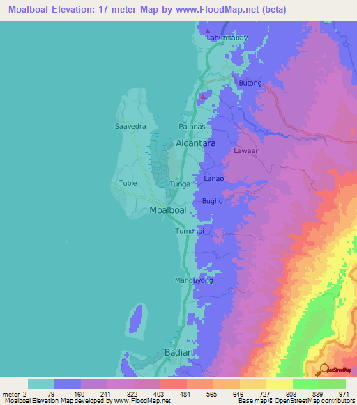 Moalboal,Philippines Elevation Map