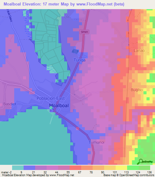 Moalboal,Philippines Elevation Map