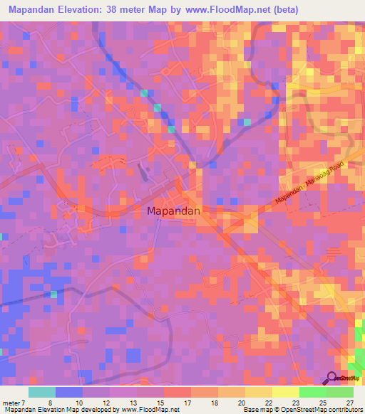 Mapandan,Philippines Elevation Map