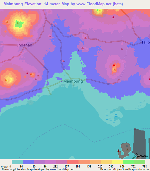 Maimbung,Philippines Elevation Map