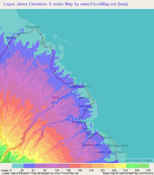 Lopez Jaena,Philippines Elevation Map