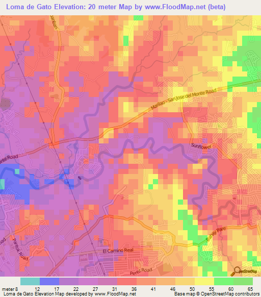 Loma de Gato,Philippines Elevation Map