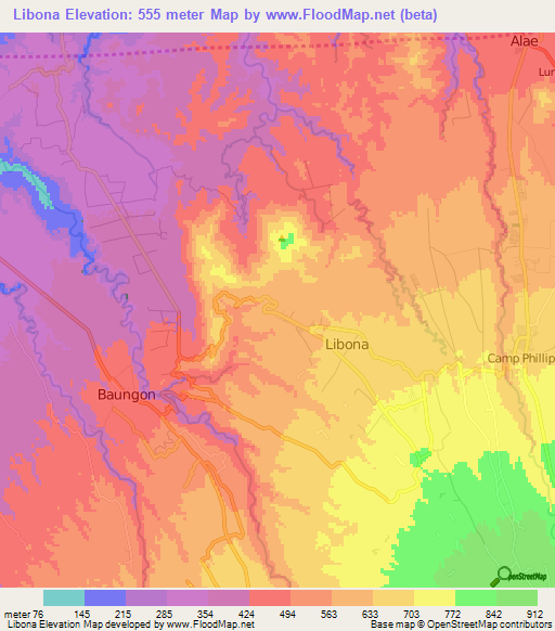 Libona,Philippines Elevation Map