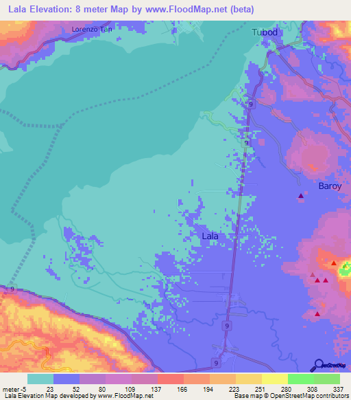 Elevation of Lala,Philippines Elevation Map, Topography, Contour