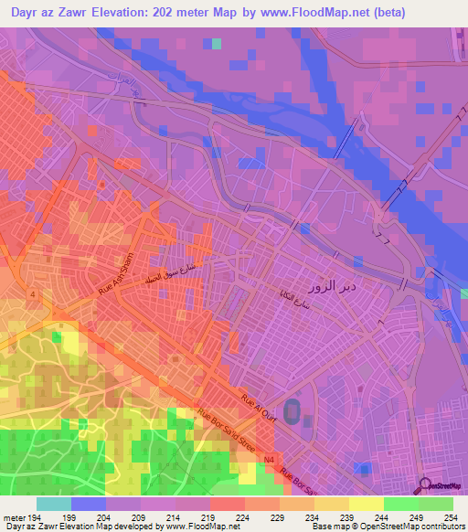 Dayr az Zawr,Syria Elevation Map