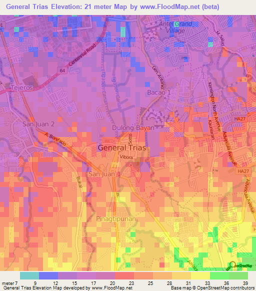 General Trias,Philippines Elevation Map