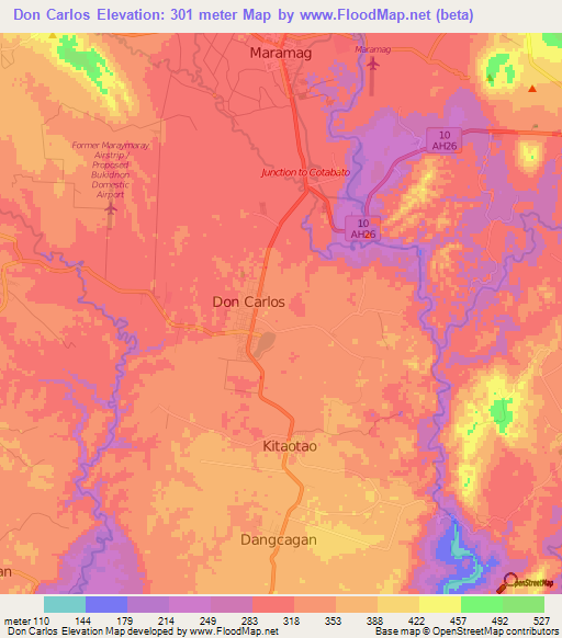 Don Carlos,Philippines Elevation Map