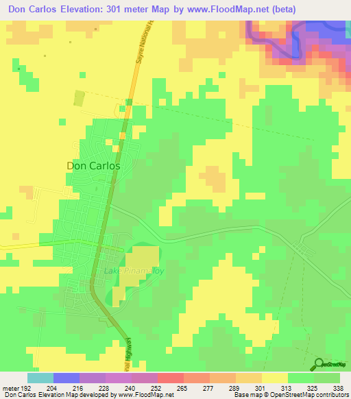 Don Carlos,Philippines Elevation Map