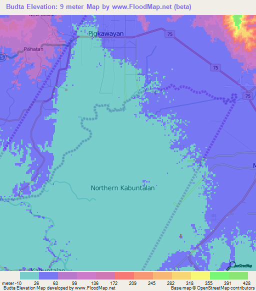 Budta,Philippines Elevation Map