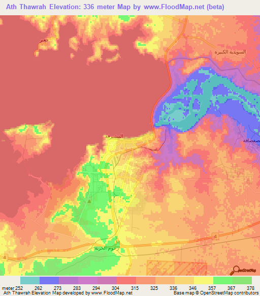 Ath Thawrah,Syria Elevation Map