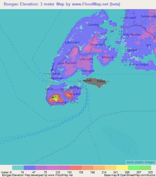 Bongao,Philippines Elevation Map