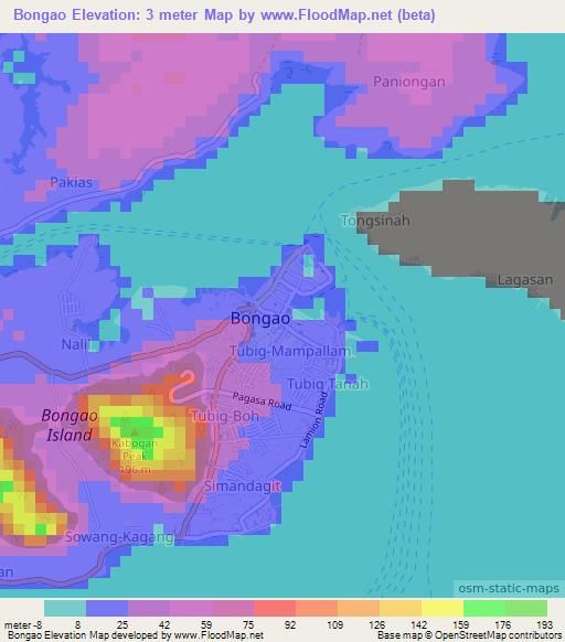 Bongao,Philippines Elevation Map