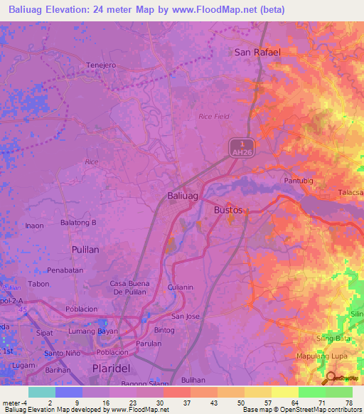 Baliuag,Philippines Elevation Map