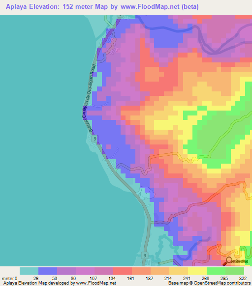 Aplaya,Philippines Elevation Map