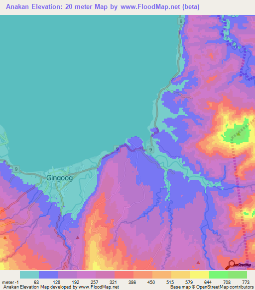 Anakan,Philippines Elevation Map